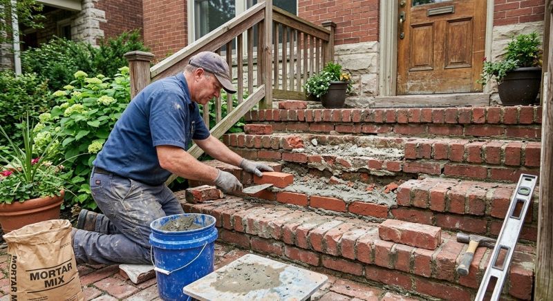 Brick Stoop Repair in Newtown, CT