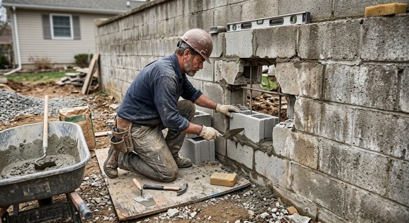 Cinder Block Wall Repair in Brookfield, CT