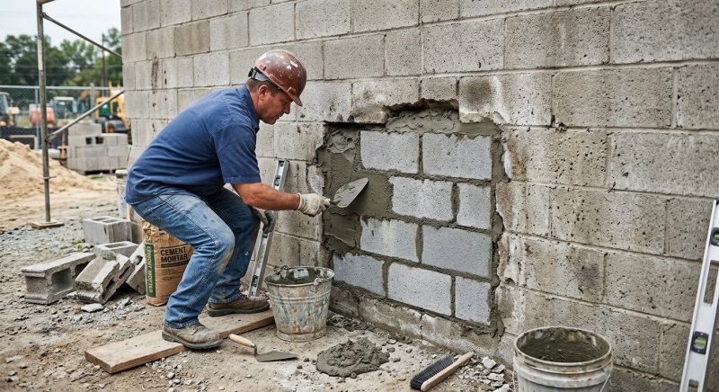 Cinder Block Wall Repair in Easton, CT