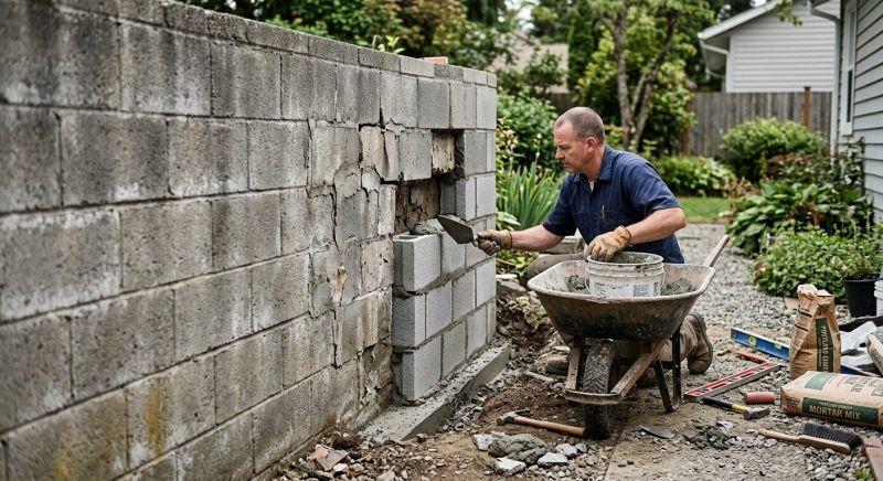 Cinder Block Wall Repair in Mahopac, NY
