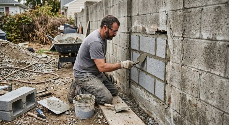 Cinder Block Wall Repair in New Preston Marble Dale, CT
