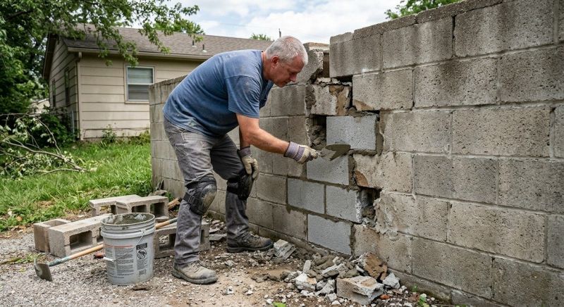 Cinder Block Wall Repair in Pound Ridge, NY
