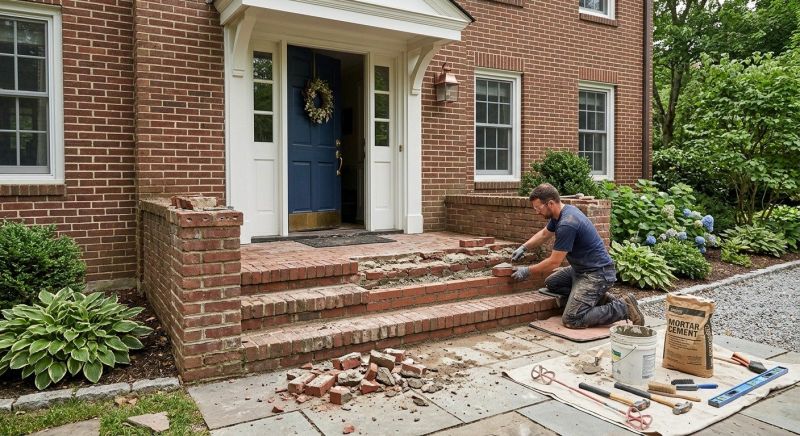 Entryway Brick Repair in Newtown, CT
