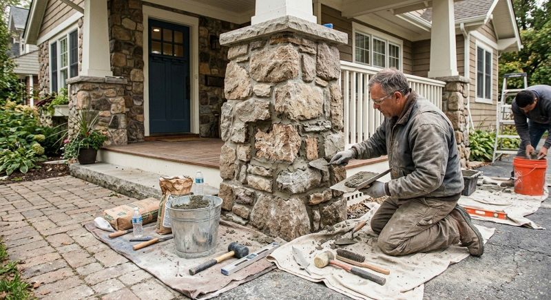 Stone Column Repair in Newtown, CT